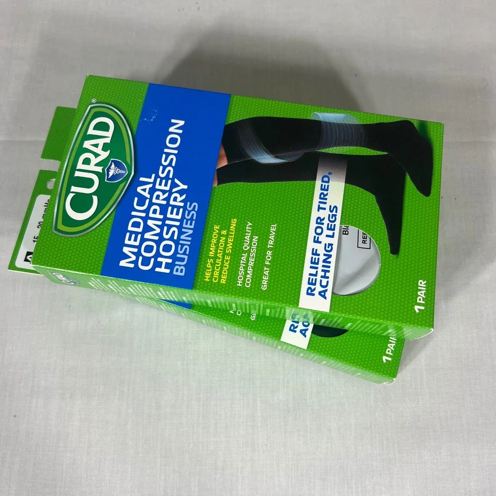 Curad Medical Compression Hosiery 15-20 mmHg Black Unisex Size A Regular